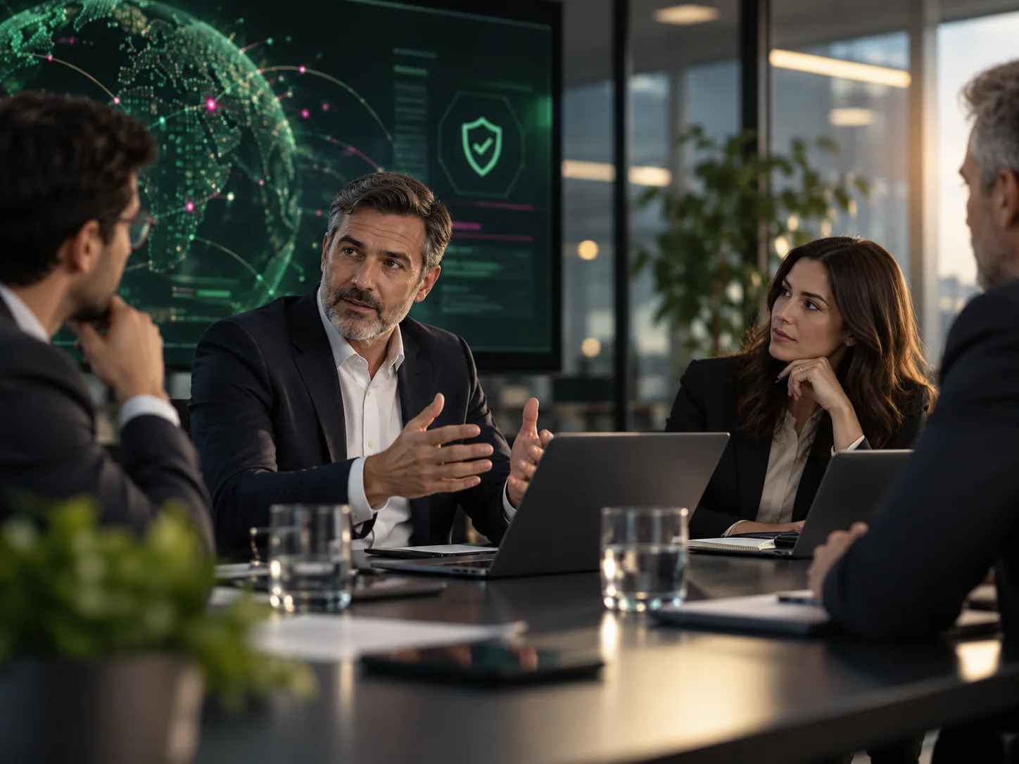 Executive team discussing independent cyber assurance